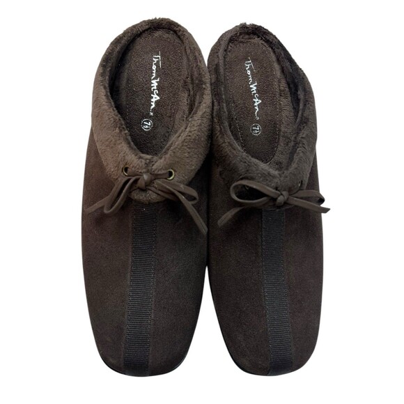 Thom McAn Womens 7.5 Brown Suede Slip On Clogs Shoes - Picture 9 of 11